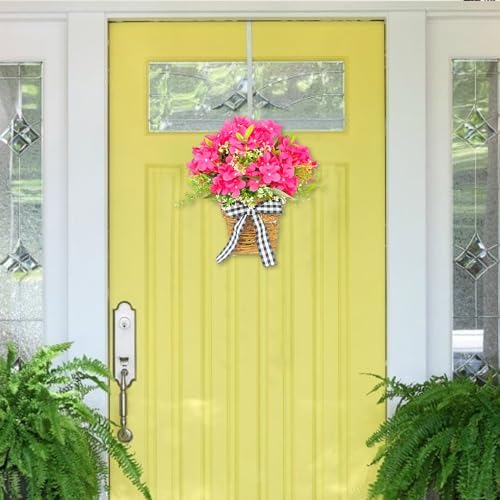 Artificial Geranium Door Wreath Basket Decor