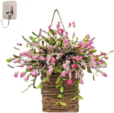 Cream Hydrangea Wreath Door Decor Basket