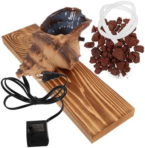 PRETYZOOM Tabletop Water Fountain with Sea Conch Pump for Home Garden Fish Tank Decor