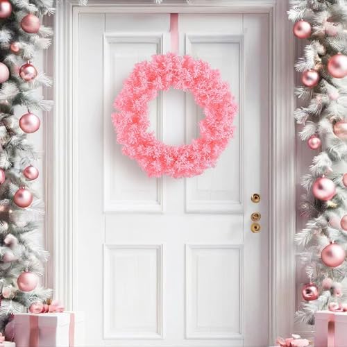 Light Pink Flocked Artificial Christmas Wreath