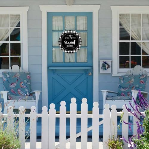 Welcome Wreath for Front Door Porch 12in Round Wall Decor