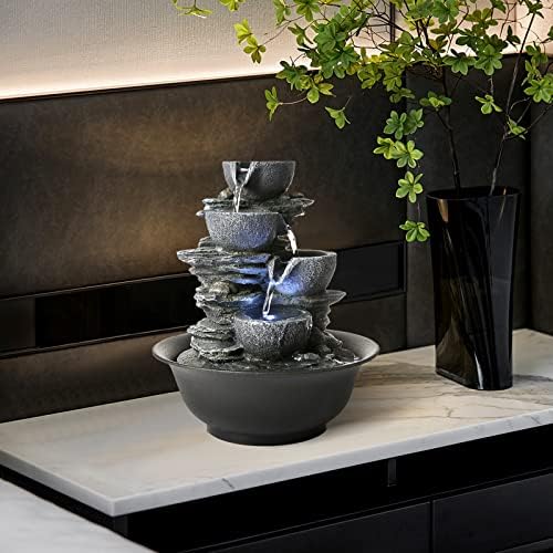 WICHEMI Tabletop Indoor Fountain with LED Light