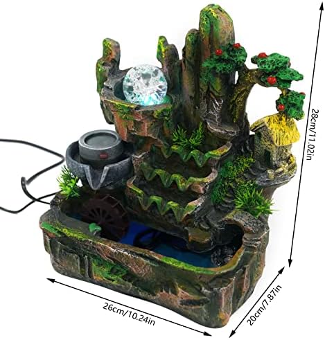 Waterfall Fountain Tabletop Rockery with Atomizer and LED Lights