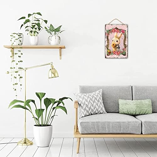 Easter Bunny Rabbit Welcome Sign for Front Door Decor