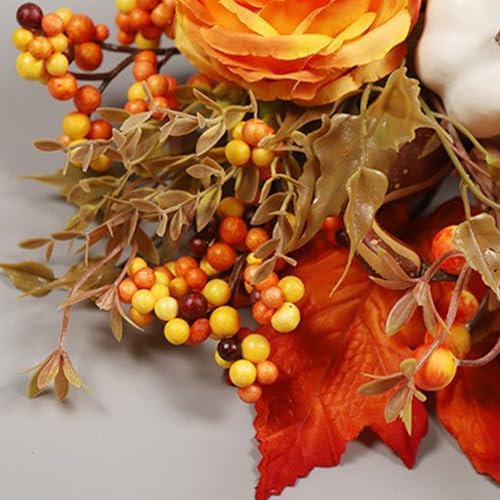 Autumn Door Wreath with Flowers and Decorative Elements