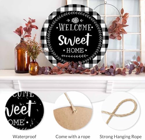 Welcome Wreath for Front Door Porch 12in Round Wall Decor