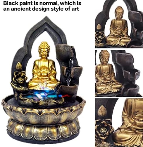 11 Inch Gold Buddha Tabletop Fountain with LED Light