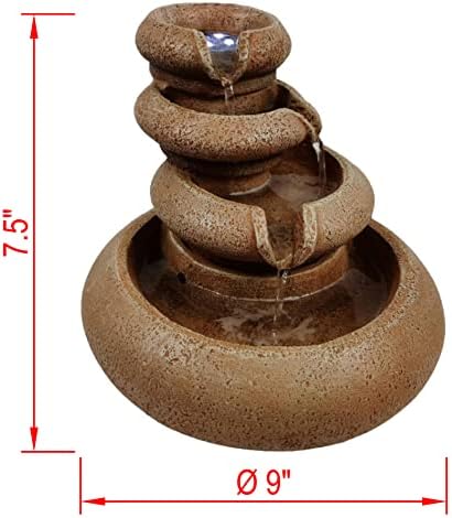 Indoor Three Tier Flowing Tabletop Fountain with LED Light