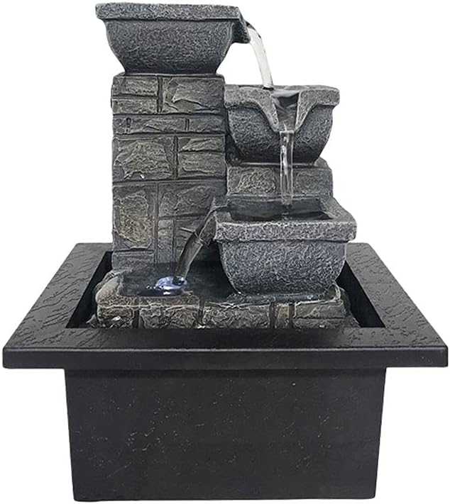 UYVI Tabletop Fountain 4-Tiered Feng Shui Rolling Ball Decor Indoor Office