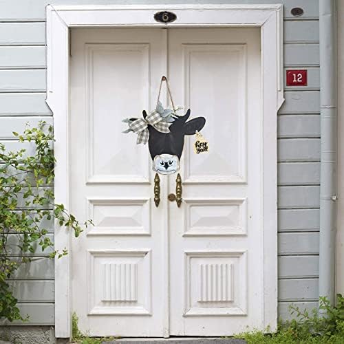 Cow Head Door Wreath Welcome Sign Farmhouse Decor