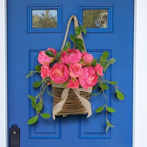 Realistic Rose Flower Door Wreath Spring Decor