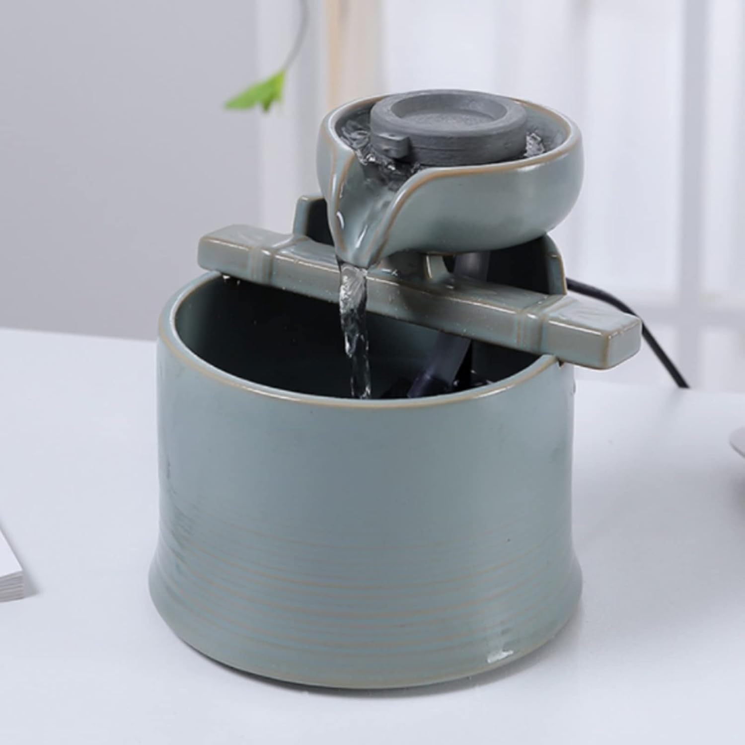 HASMI Brass Mini Ceramic Tabletop Fountain