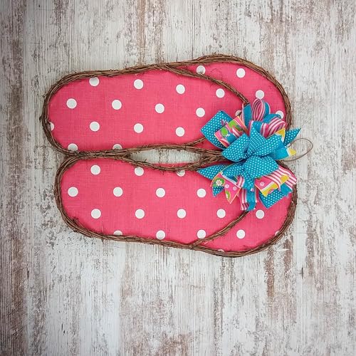 Spring Summer Flip Flop Wreath in Pink Fuschia
