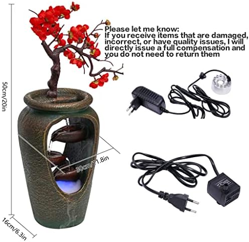 20 Inch Tabletop Decorative Flower Vase Water Fountain Humidifier with LED Lights