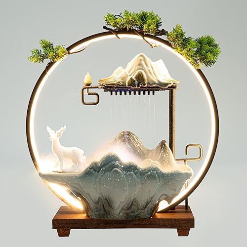 MOQNISE Tabletop Fountain with LED Light and Atomizer