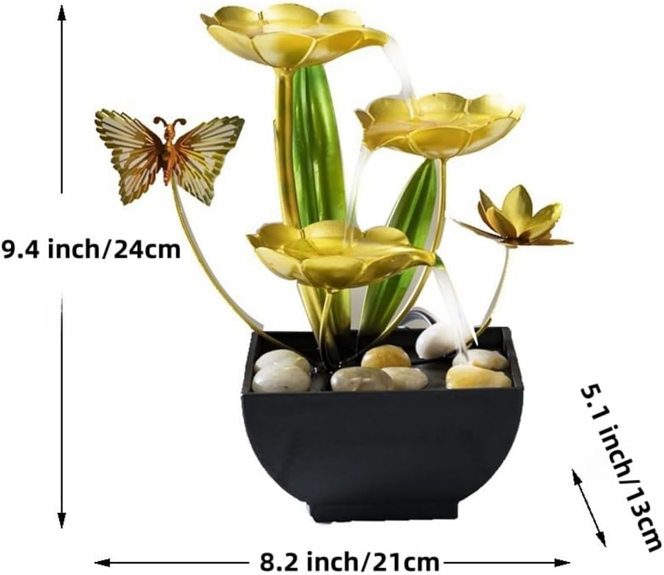 NatureMan Metal Lotus Leaf Indoor Water Fountain with 3-Tier Design