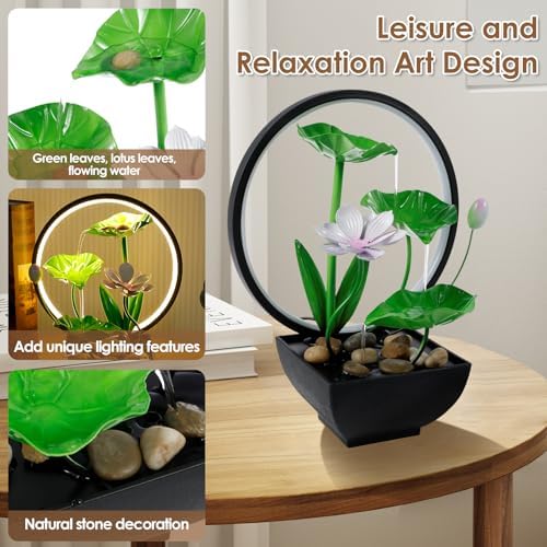 Water Lily Tabletop Fountain with USB Charging and Built-in Pump 3 Tiers