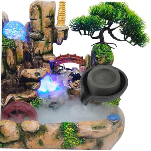 Toddmomy Desk Fountain Rotating Millstone Tabletop Water Feature Aquarium Decor Easy to Use