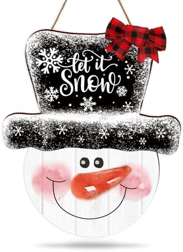 Whaline Christmas Snowman Wooden Door Hanger Sign