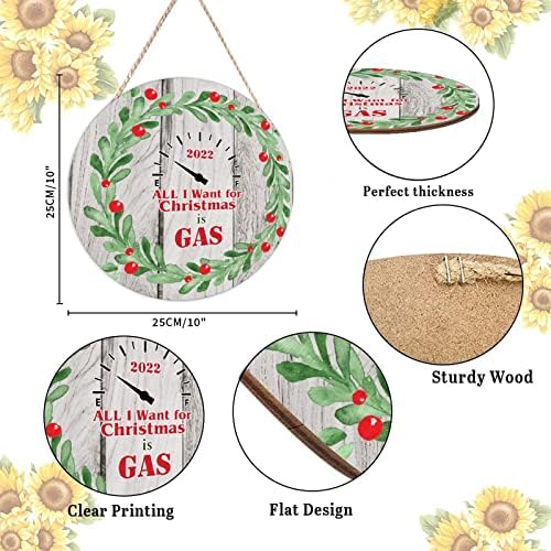 Farmhouse Door Hanger Christmas Wreath Funny Wood Sign 10x10