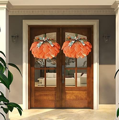 Handcrafted Pumpkin Door Wreath for Fall Halloween