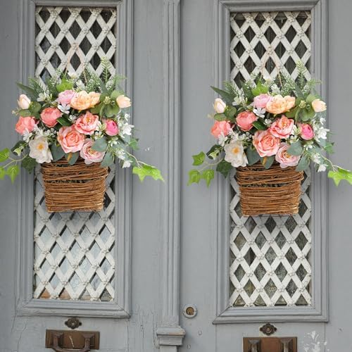 2024 New Cream Hydrangea Door Wreath Basket