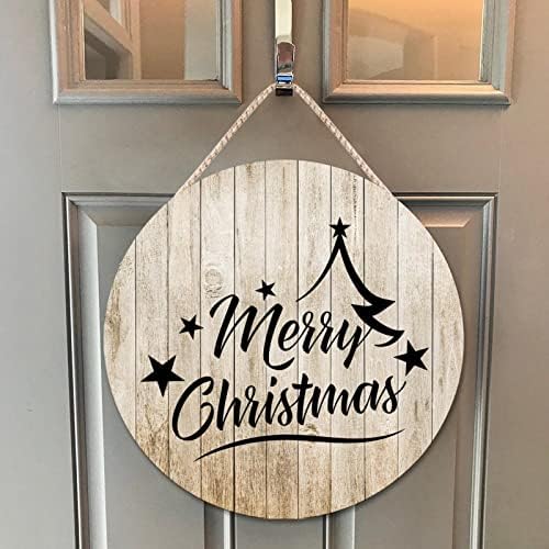 Farmhouse Front Door Hanger Christmas Decor Round Wood Sign Funny 10x10