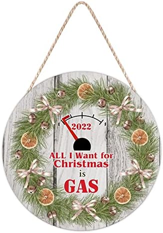Farmhouse Door Hanger Funny Christmas Wreath 10x10 Wood Sign