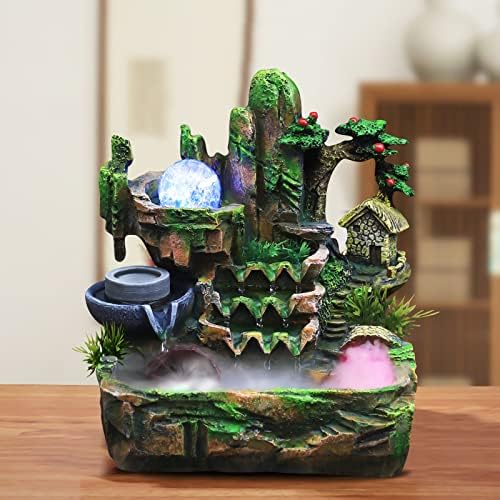 GXFCHYL Tabletop Rockery Fountain with LED Light