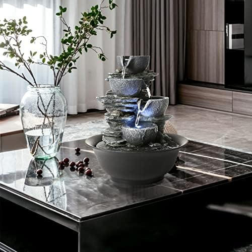WICHEMI Tabletop Indoor Fountain with LED Light