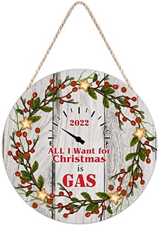 Farmhouse Door Hanger Christmas Wreath Funny 12x12 Wood Sign