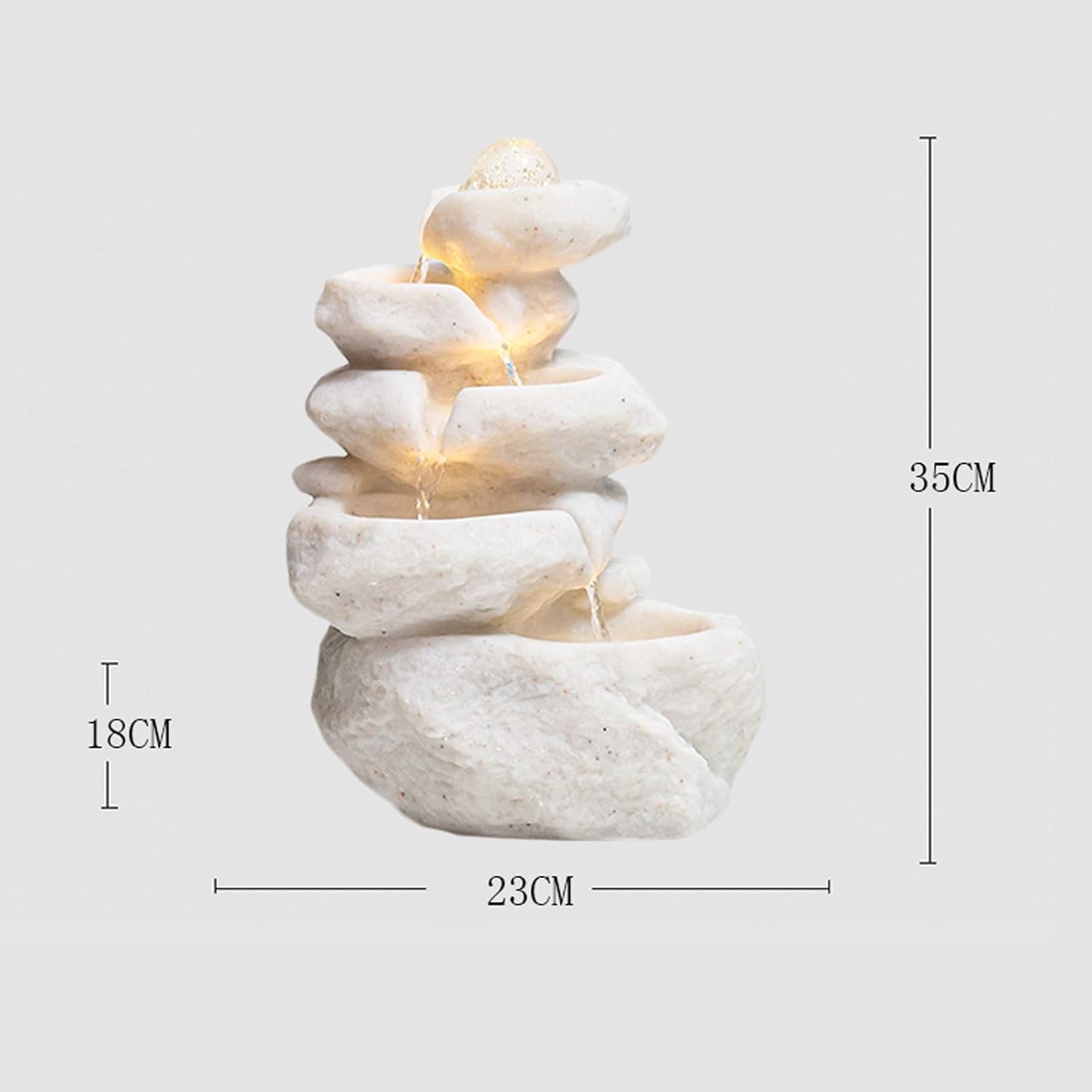 WAOCEO Tabletop Fountain with LED Lights and Soothing Water Sound