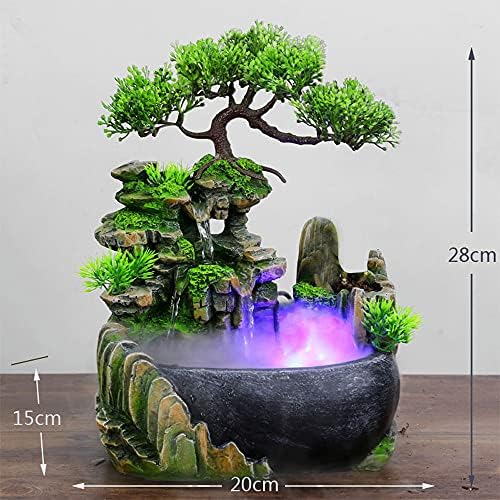 LYNICESHOP Atomizing Rockery Water Tabletop Fountain with LED Lights and Atomizer