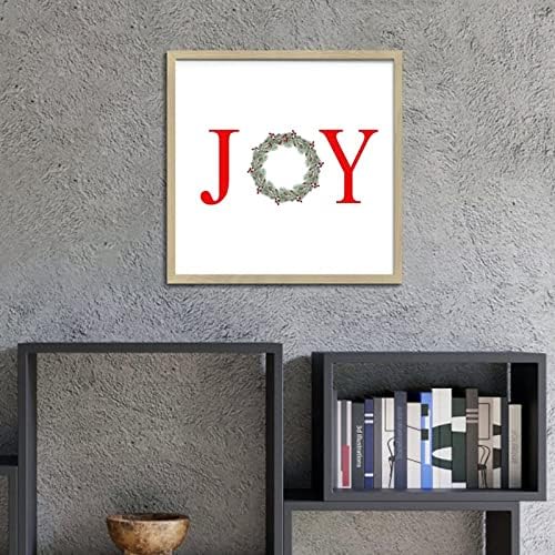 Letter Joy Winter Door Hanger Wreath Wood Framed Sign