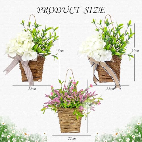Cream Hydrangea Door Wreath Basket Hanger Decor