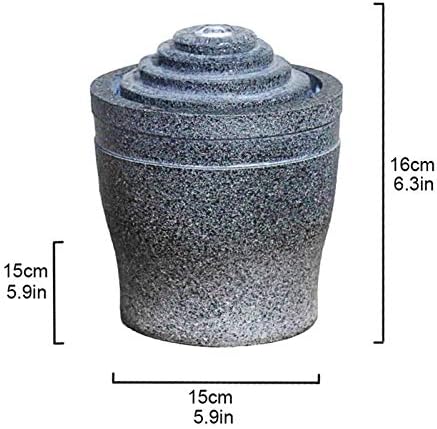 Gray Tabletop Fountain with Built-in Pump and LED Light