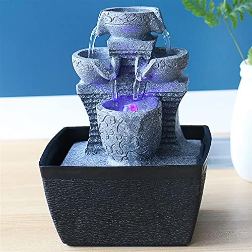 HASMI Tabletop Fountain Resin Rock Three Layer Flowing Water