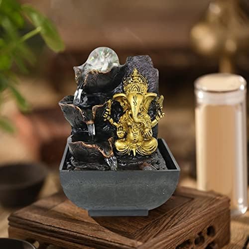 Buddha Ganesha Statue Water Fountain Decor 13x13x18cm