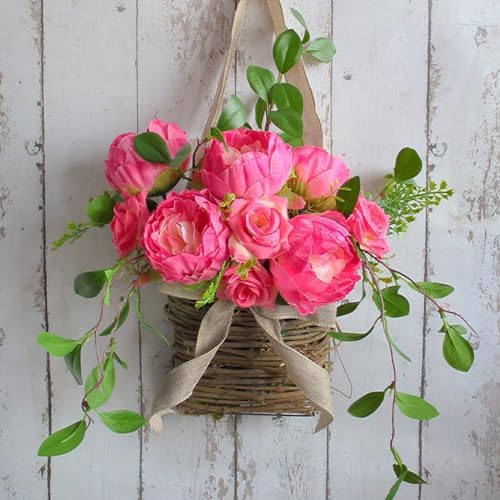 Realistic Rose Flower Door Wreath Spring Decor