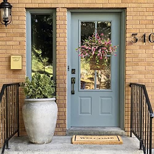 Bluelans Pink Berry Wildflower Door Hanger Basket Wreath