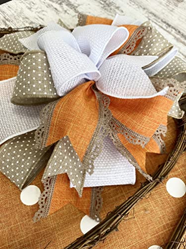 Fall Door Wreath with Pumpkin and Polka Dot Design