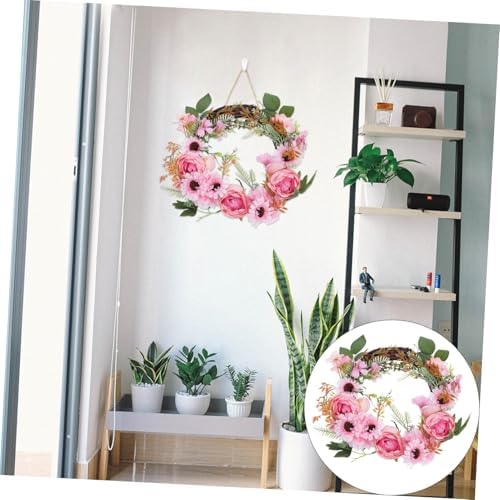 Luxshiny Elegant Simulated Peony Wreath Door Decor Random Color