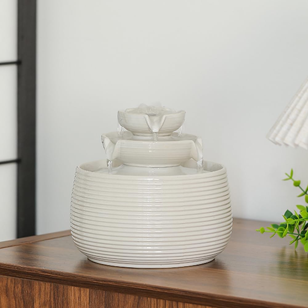 Ceramic Tabletop Fountain Indoor Outdoor Water Feature