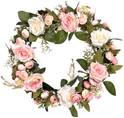 PRETYZOOM Artificial Rose Wreath Door Decor
