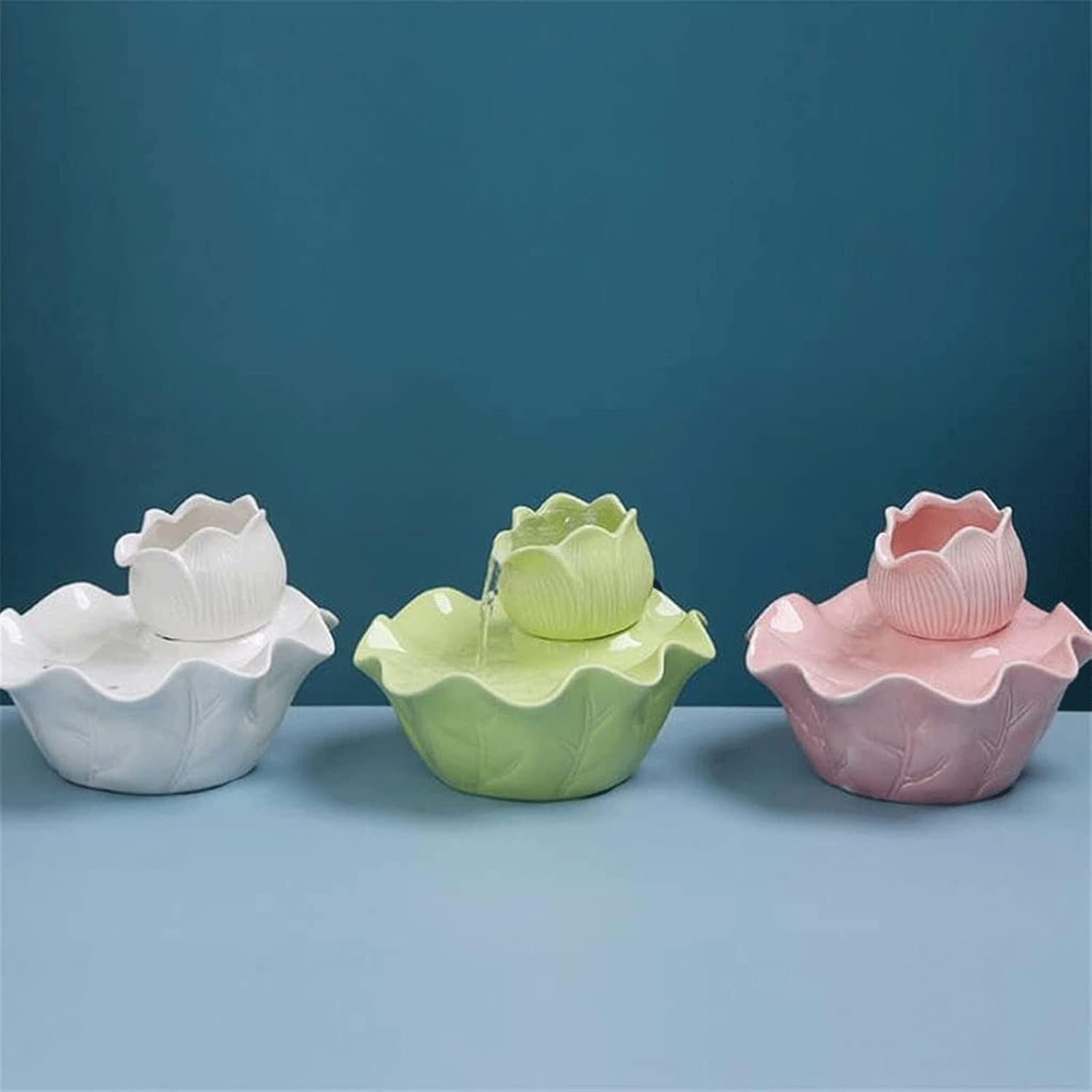 Lotus Leaf Tabletop Fountain Ceramic Indoor Decor