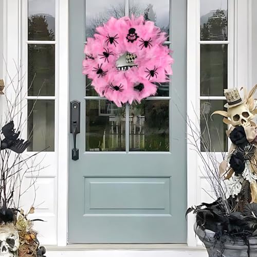 Halloween Pink Spider Wreath Door Hanger