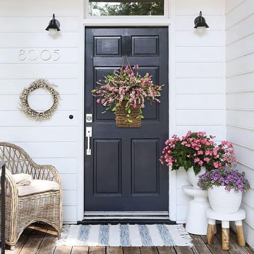Hydrangea Door Hanging Basket Wreath - Pink Durable and Elegant