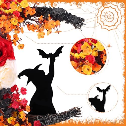 2025 Halloween Door Wreath Black Cat and White Rose