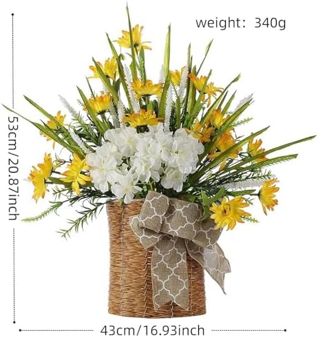 Door Hanger Basket Wreath Artificial Flowers Spring Summer Decor