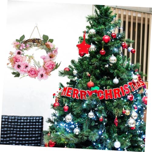 Realistic Peony Flower Wreath Door Decor Hanger Spring Garland Over Door Hanging Wreath